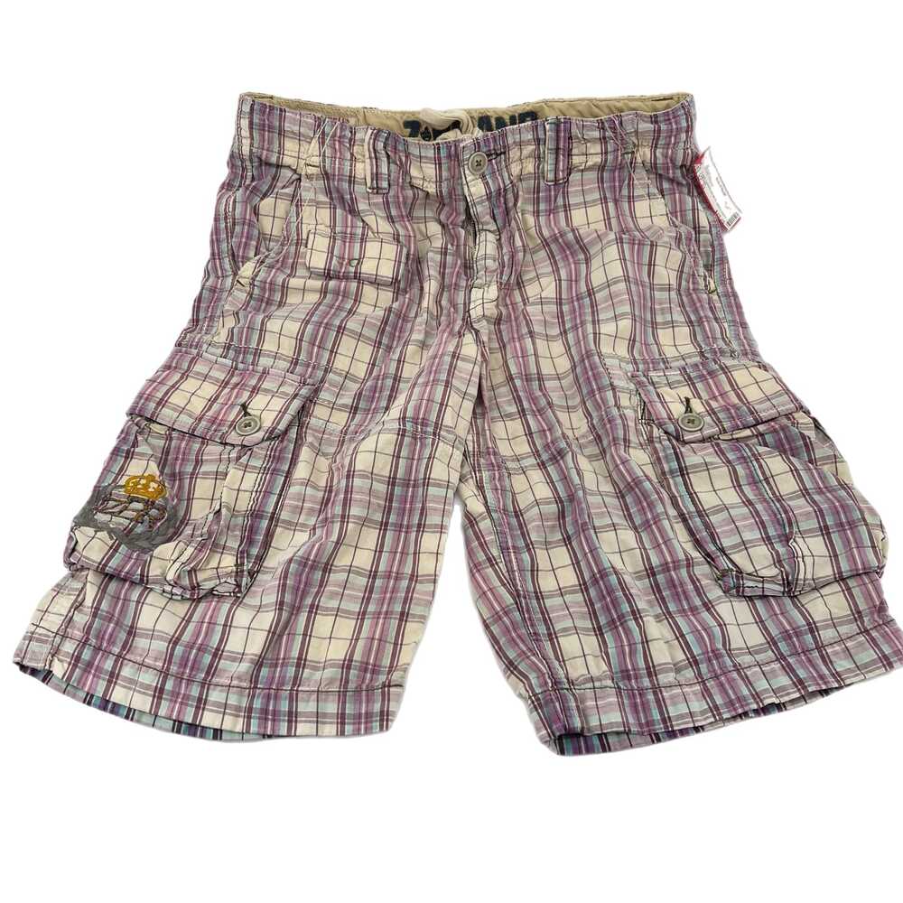 Z Brand Purple Beige Cargo Shorts Plaid | Mens 33